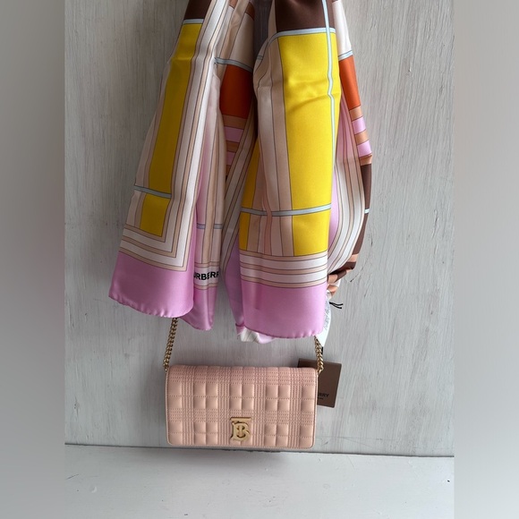BURBERRY Check Scarf and Peach Pink Wallet Bundle - Picture 9 of 11